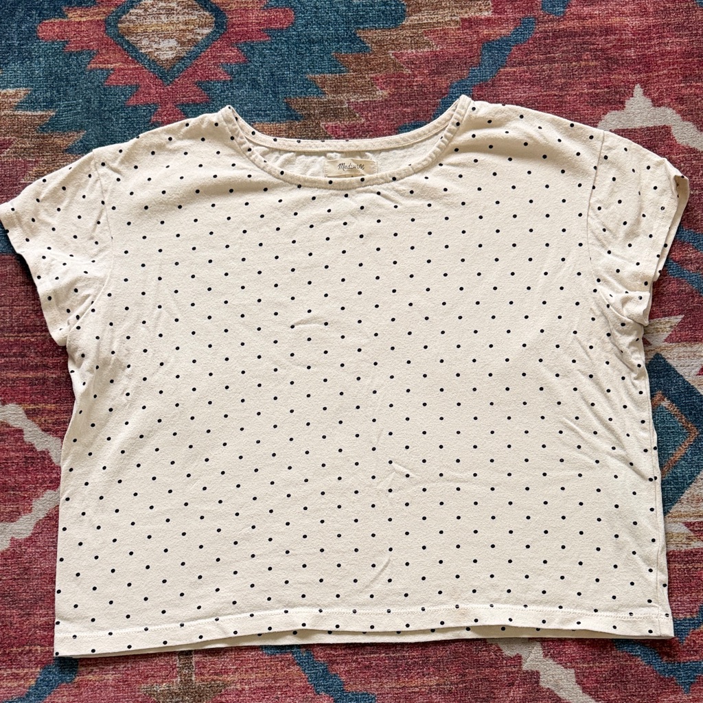 Madewell Cream And Black Polka Dot Tee